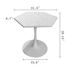 31.50   Modern Hexagonal Coffee Table with Printed Marble Top and Metal Base for Dining Room, Kitchen and Living Room