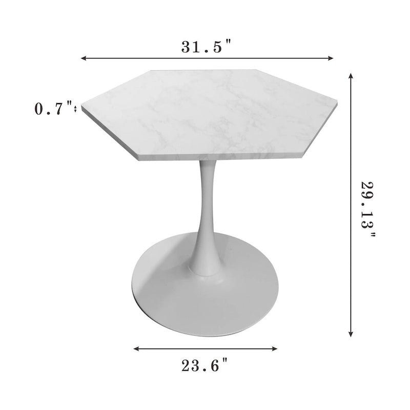 31.50   Modern Hexagonal Coffee Table with Printed Marble Top and Metal Base for Dining Room, Kitchen and Living Room