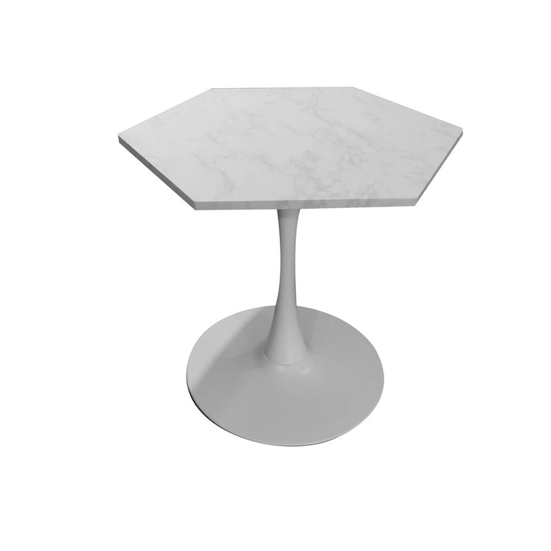 31.50   Modern Hexagonal Coffee Table with Printed Marble Top and Metal Base for Dining Room, Kitchen and Living Room