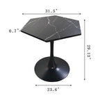 31.50   Modern Hexagonal Coffee Table with Printed Marble Top and Metal Base for Dining Room, Kitchen and Living Room