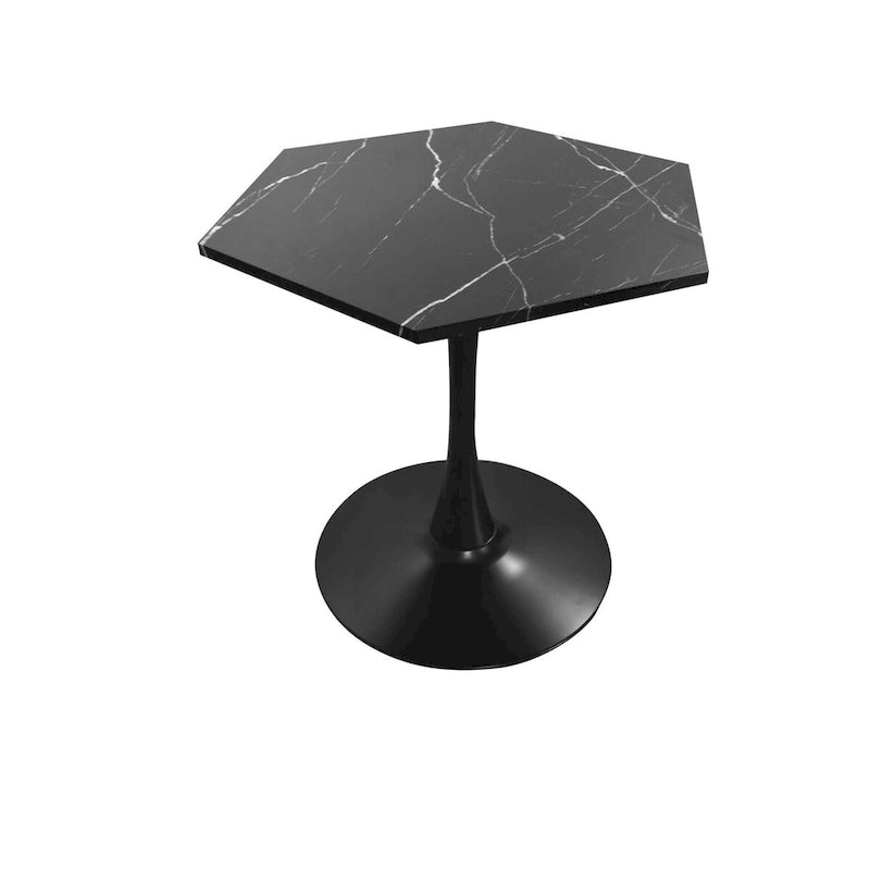 31.50   Modern Hexagonal Coffee Table with Printed Marble Top and Metal Base for Dining Room, Kitchen and Living Room