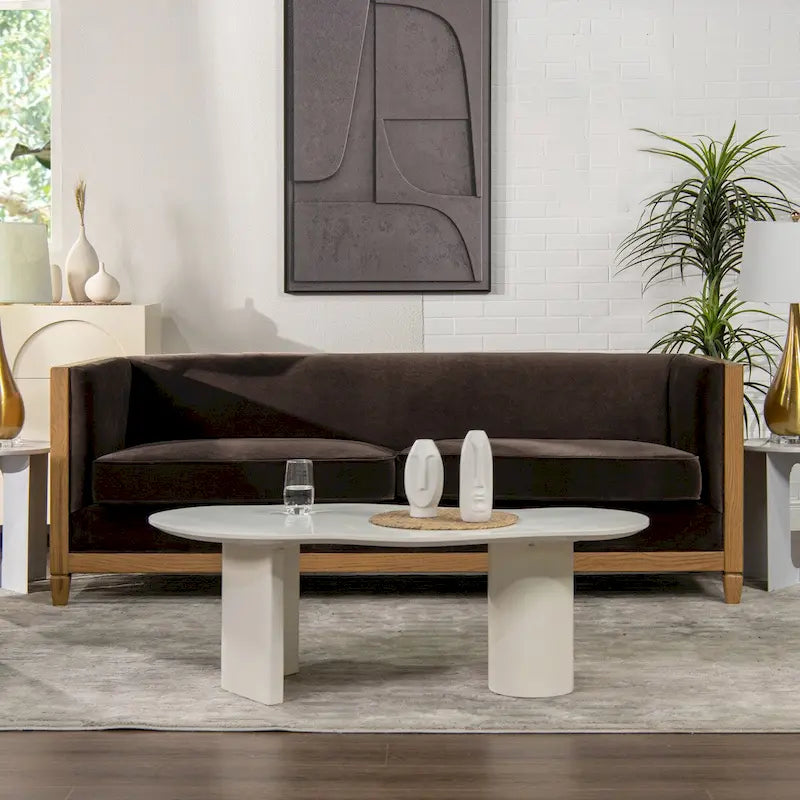 Georgia 81   Oak Wood & Rattan Sofa