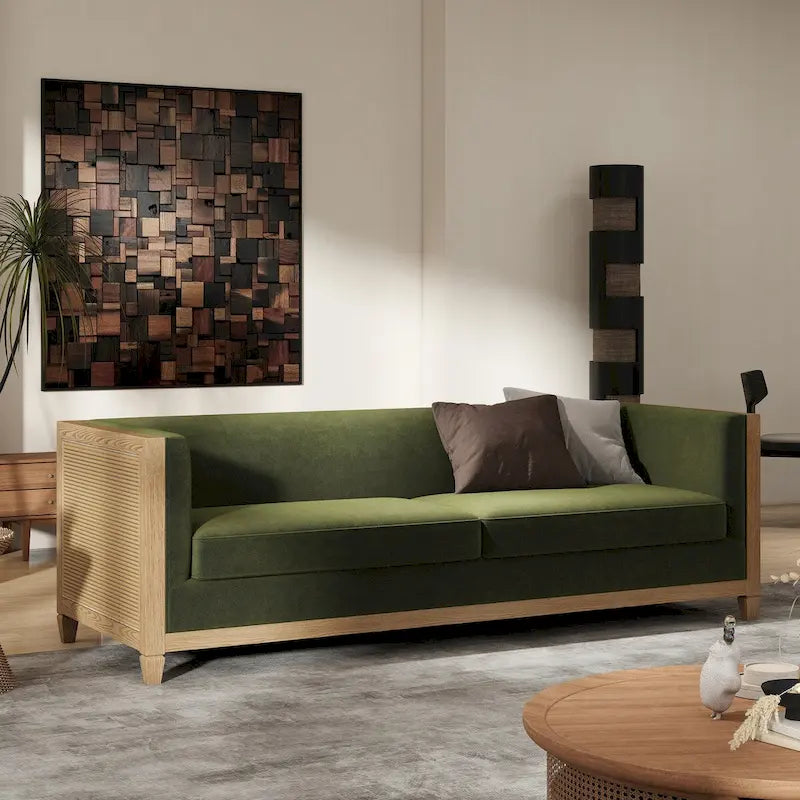 Georgia 81   Oak Wood & Rattan Sofa