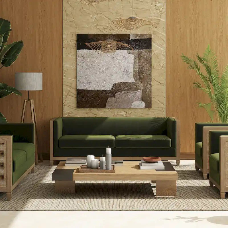 Georgia 81   Oak Wood & Rattan Sofa