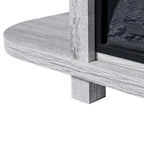 48   Light Gray Wood TV Stand with 18   Black Insert Electric Fireplace