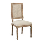 Linen and Cane Oak Dining Chair, Neutral