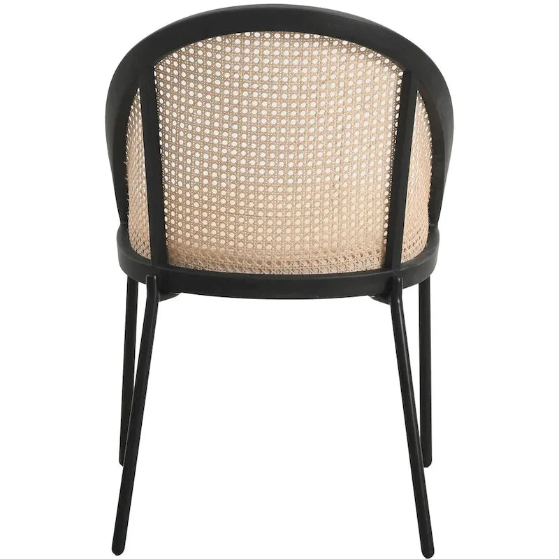 Urbane Modern Stylish Dining Chair with Leather Seat and Wicker Back for Dining Room & Kitchen