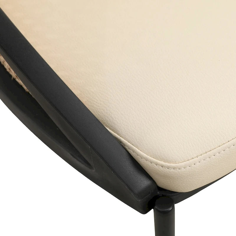 Urbane Modern Stylish Dining Chair with Leather Seat and Wicker Back for Dining Room & Kitchen