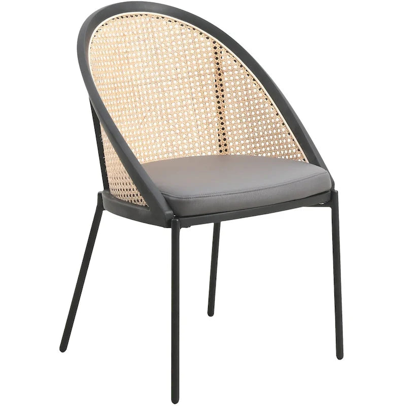 Urbane Modern Stylish Dining Chair with Leather Seat and Wicker Back for Dining Room & Kitchen