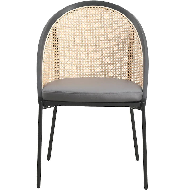 Urbane Modern Stylish Dining Chair with Leather Seat and Wicker Back for Dining Room & Kitchen