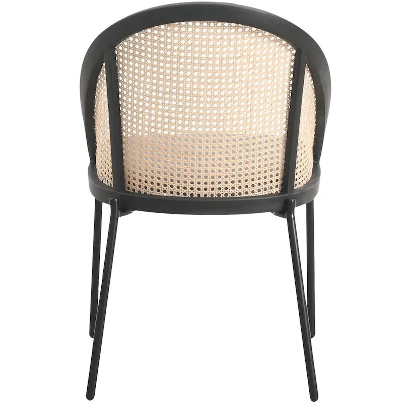 Urbane Modern Stylish Dining Chair with Leather Seat and Wicker Back for Dining Room & Kitchen