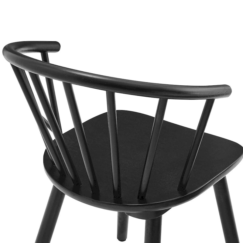 Modern Kitchen Wooden Spindle Back Armless Set of 4 Dining Chairs