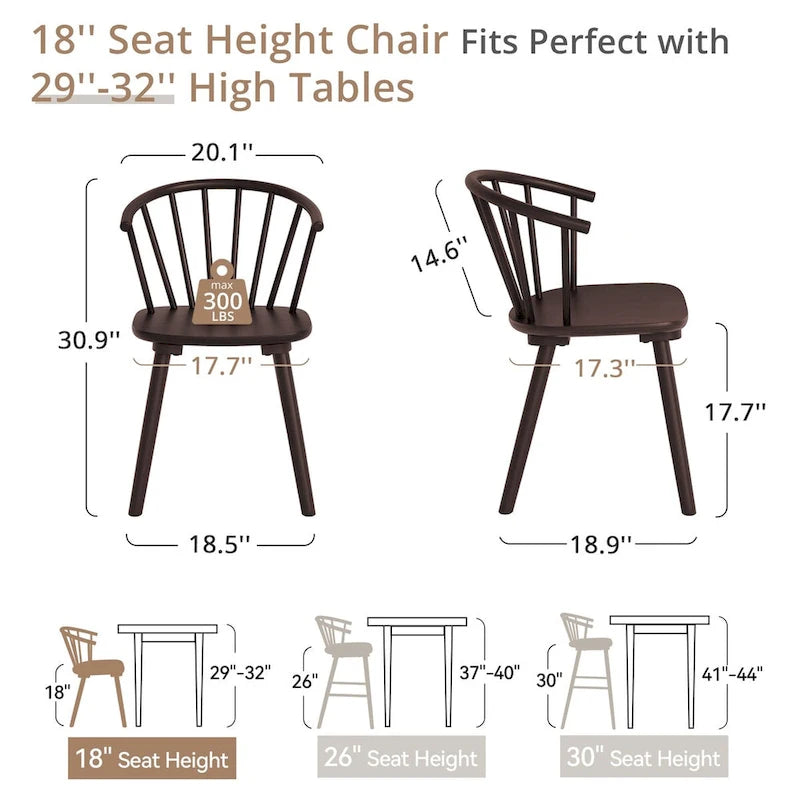 Modern Kitchen Wooden Spindle Back Armless Set of 4 Dining Chairs