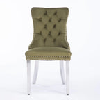 High-end Tufted Solid Wood Contemporary Velvet Upholstered Dining Chair with Chrome Stainless Steel Plating Legs