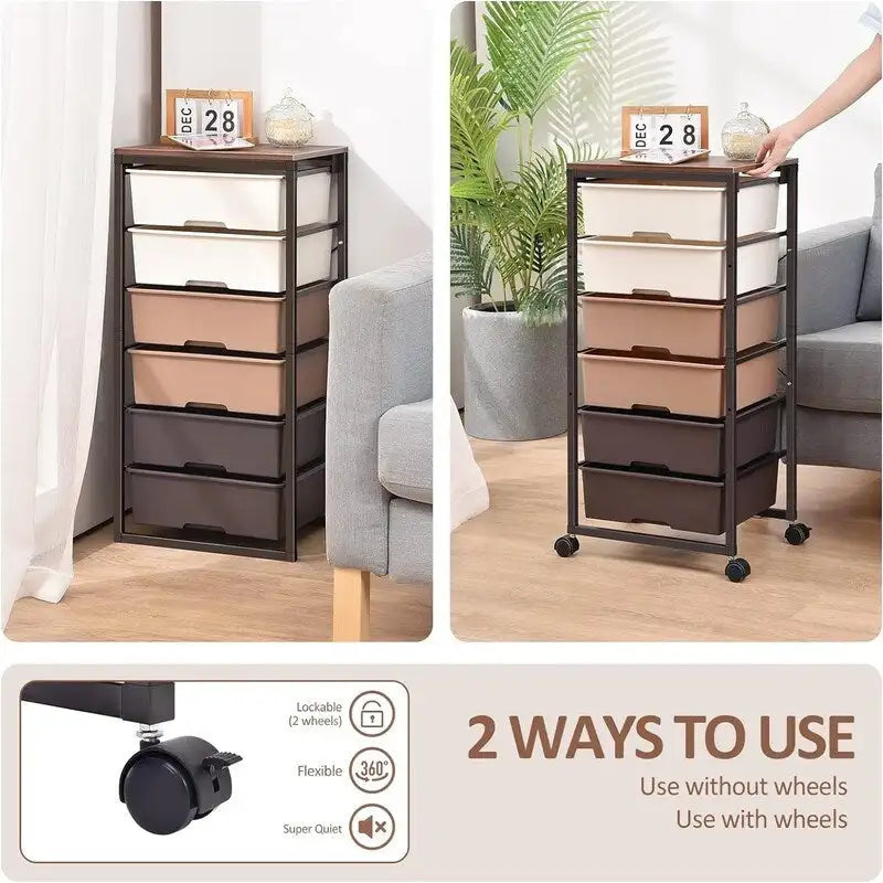 Rolling Storage Cart with 6 Drawers - 12.99  D x 16.3  W x 34.4  H