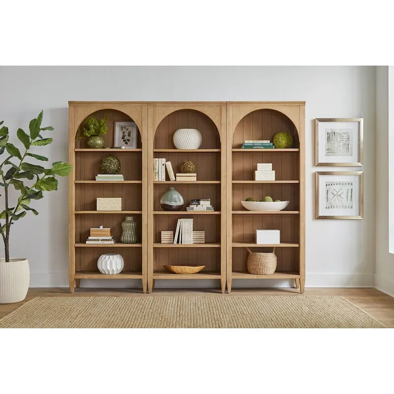 Modern Wood Open Bookcase, Office Shelving, Storage Cabinet, Fully Assembled, Light Brown