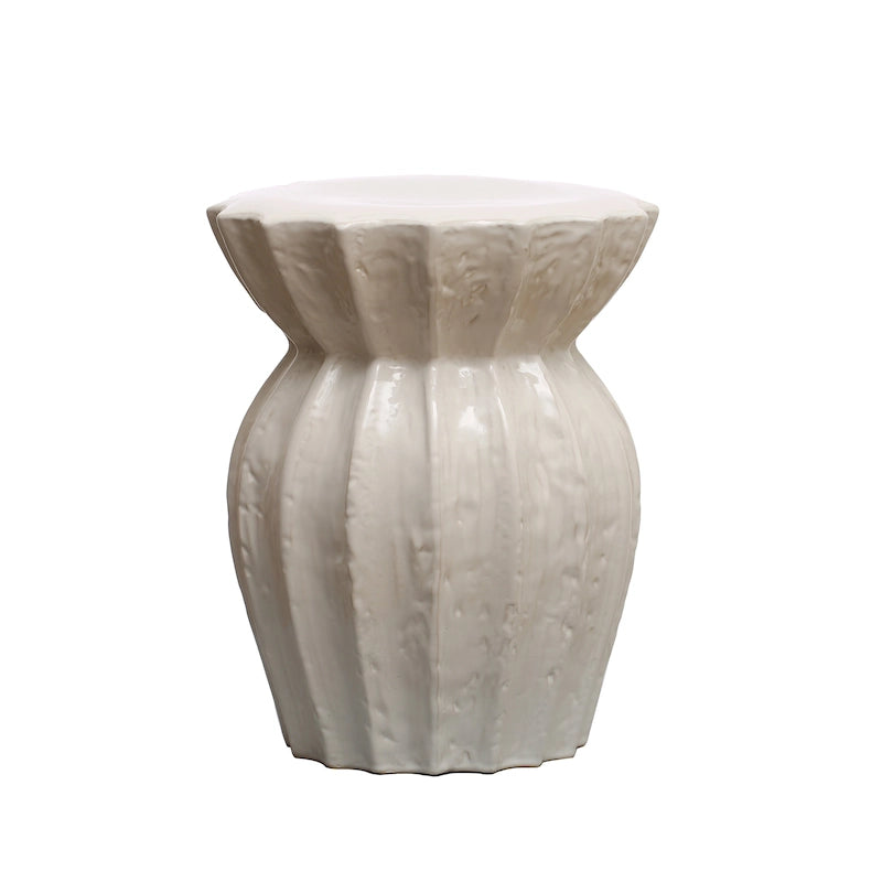 Elegant Sculpted Stoneware Stool - 15.3  L x 15.3  W x 19.8  H