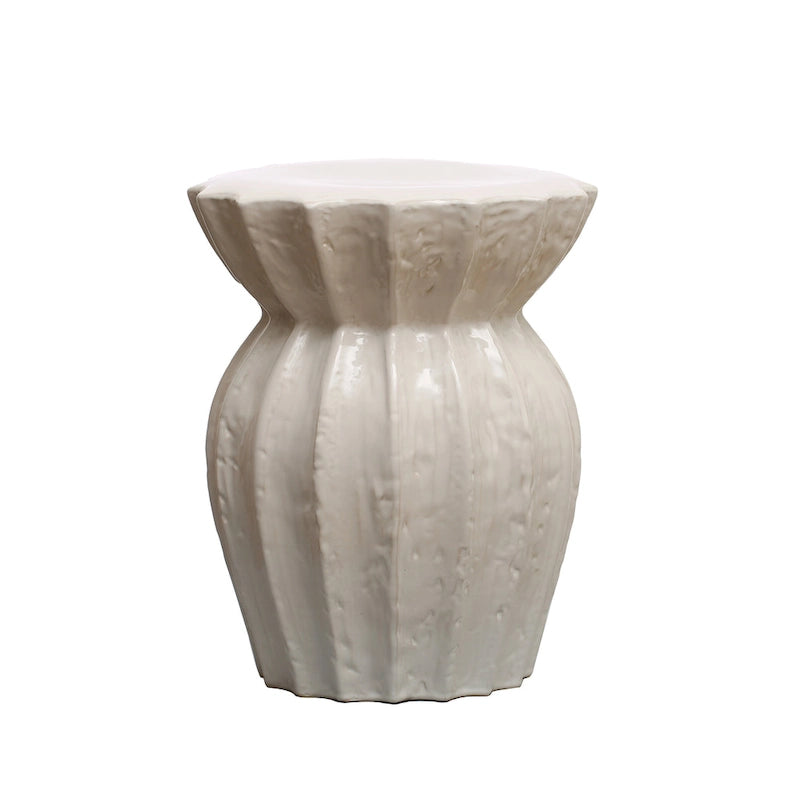 Elegant Sculpted Stoneware Stool - 15.3  L x 15.3  W x 19.8  H