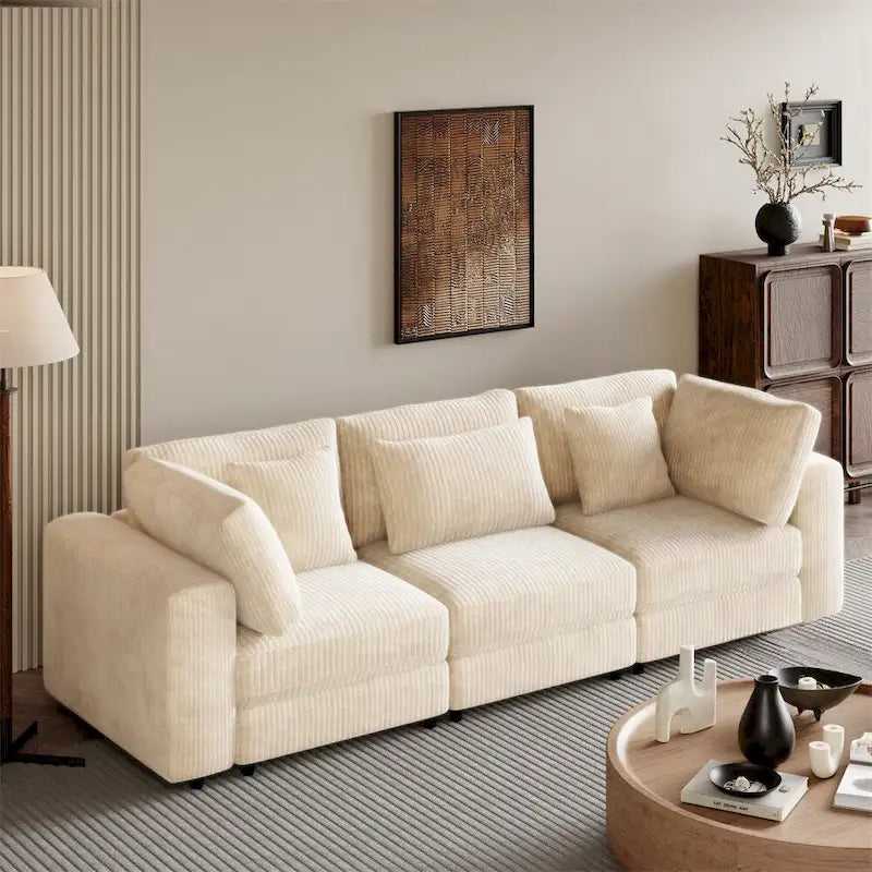 105   3 Seater Sofa with Removable Back Cushions and 5 Pillows