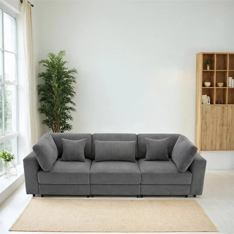 105   3 Seater Sofa with Removable Back Cushions and 5 Pillows