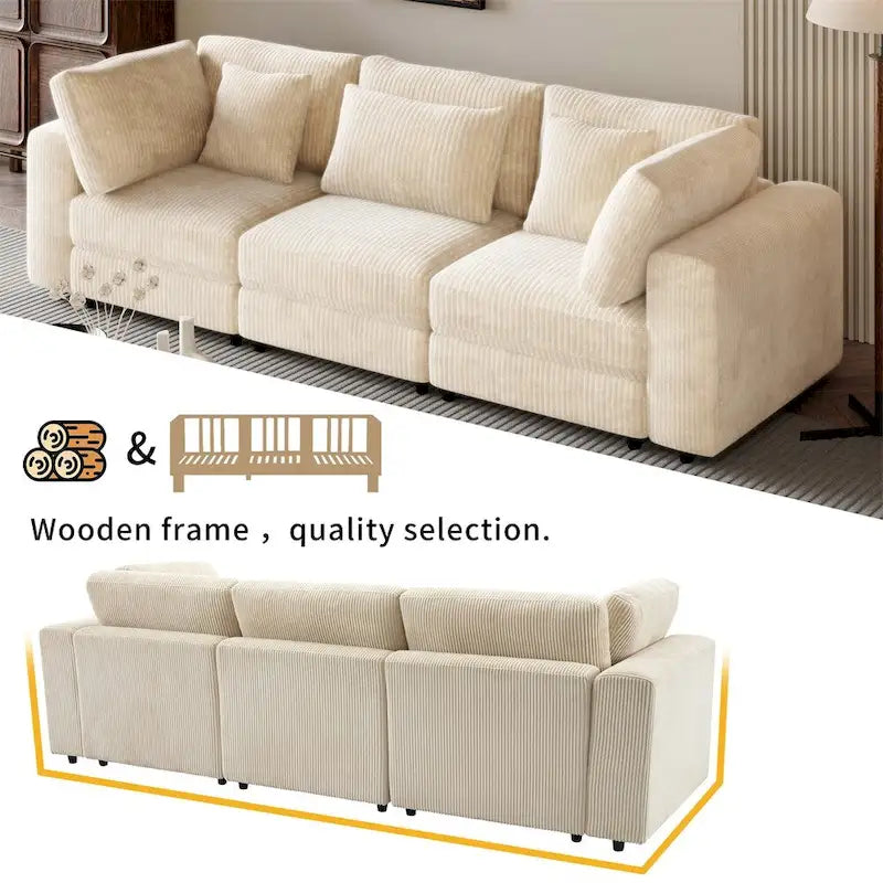 105   3 Seater Sofa with Removable Back Cushions and 5 Pillows