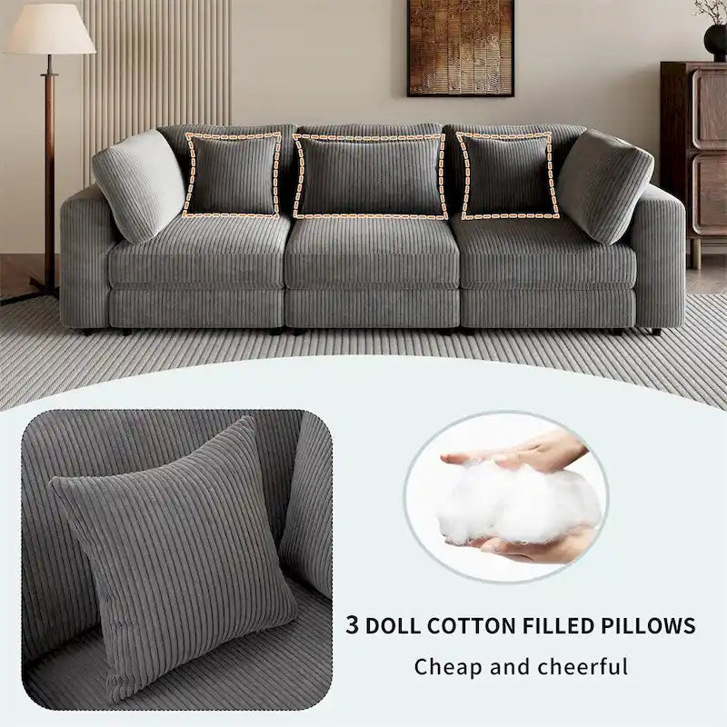 105   3 Seater Sofa with Removable Back Cushions and 5 Pillows