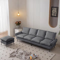 Modern 104.5   L-Shaped Sofa with Technical Leather Upholstery and Convertible Ottoman, Dark Gray