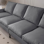 Modern 104.5   L-Shaped Sofa with Technical Leather Upholstery and Convertible Ottoman, Dark Gray