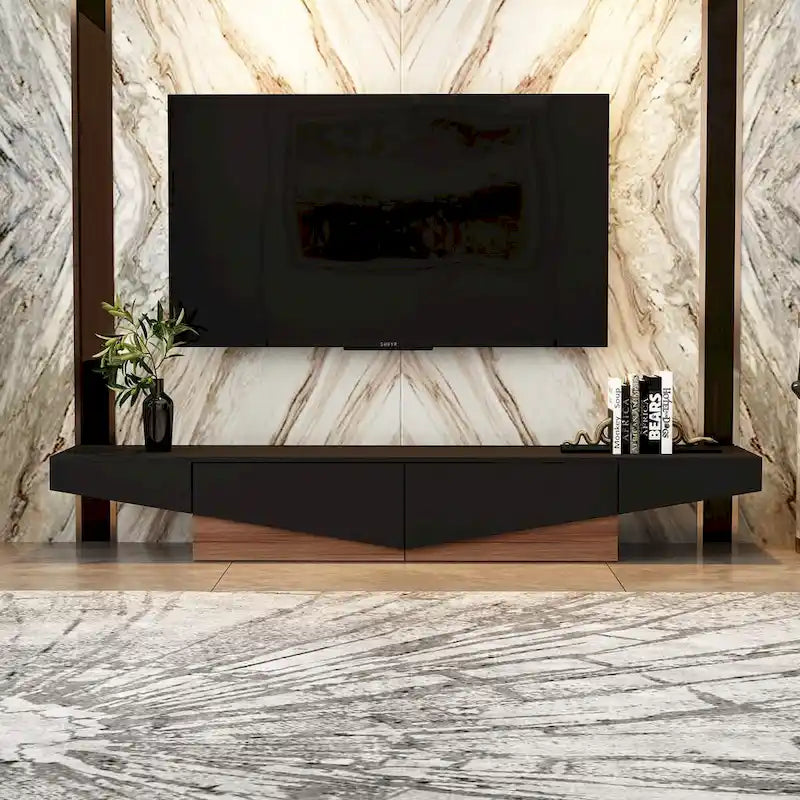 Black&White color scheme TV Cabinet,Entertainment center with 2Drawers - 78.7  W