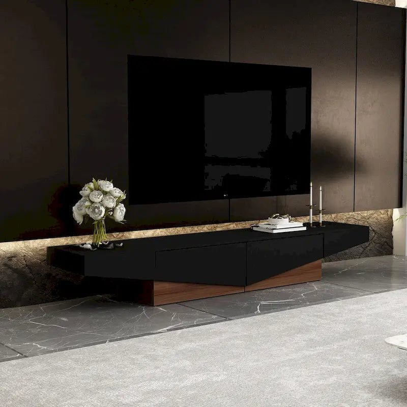 Black&White color scheme TV Cabinet,Entertainment center with 2Drawers - 78.7  W