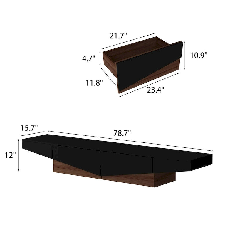 Black&White color scheme TV Cabinet,Entertainment center with 2Drawers - 78.7  W