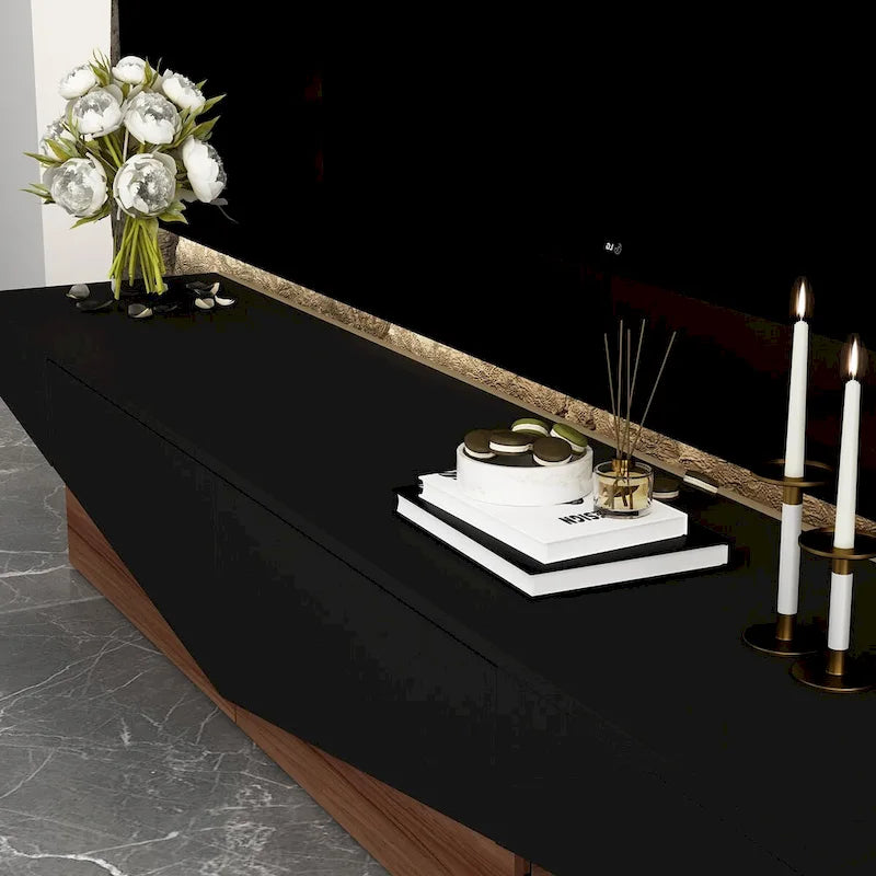 Black&White color scheme TV Cabinet,Entertainment center with 2Drawers - 78.7  W