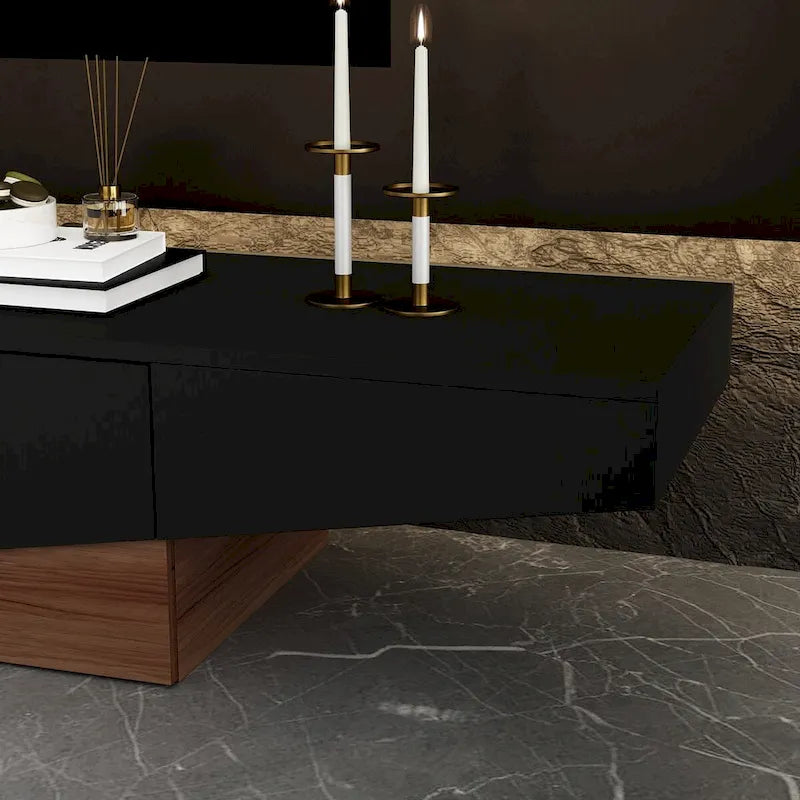 Black&White color scheme TV Cabinet,Entertainment center with 2Drawers - 78.7  W