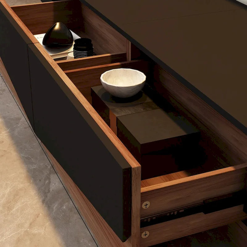 Black&White color scheme TV Cabinet,Entertainment center with 2Drawers - 78.7  W