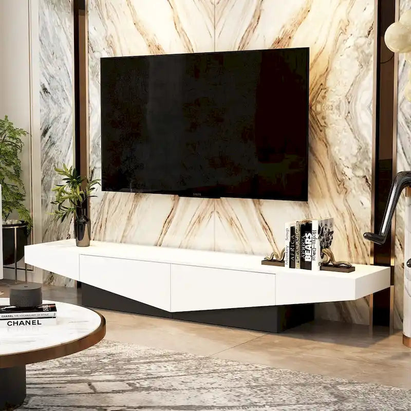 Black&White color scheme TV Cabinet,Entertainment center with 2Drawers - 78.7  W