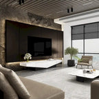 Black&White color scheme TV Cabinet,Entertainment center with 2Drawers - 78.7  W