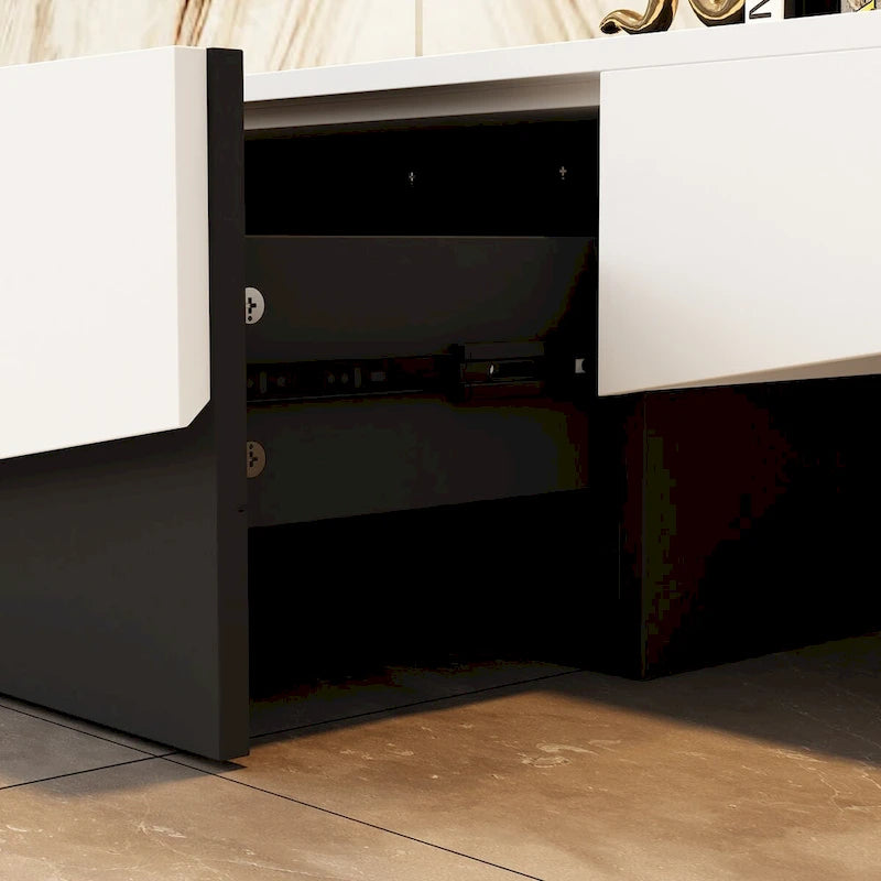 Black&White color scheme TV Cabinet,Entertainment center with 2Drawers - 78.7  W