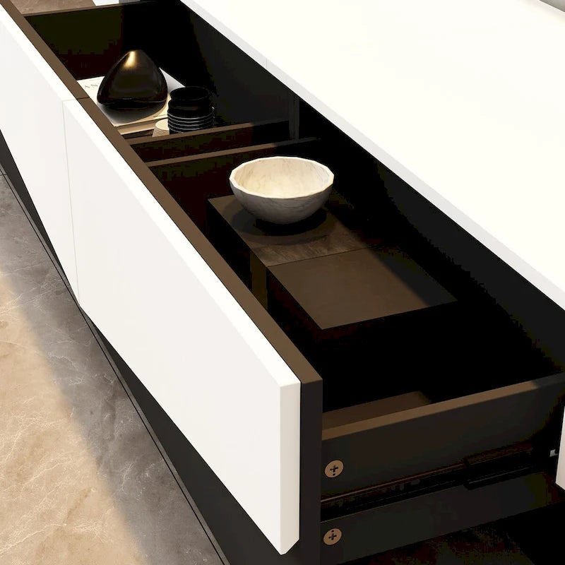 Black&White color scheme TV Cabinet,Entertainment center with 2Drawers - 78.7  W