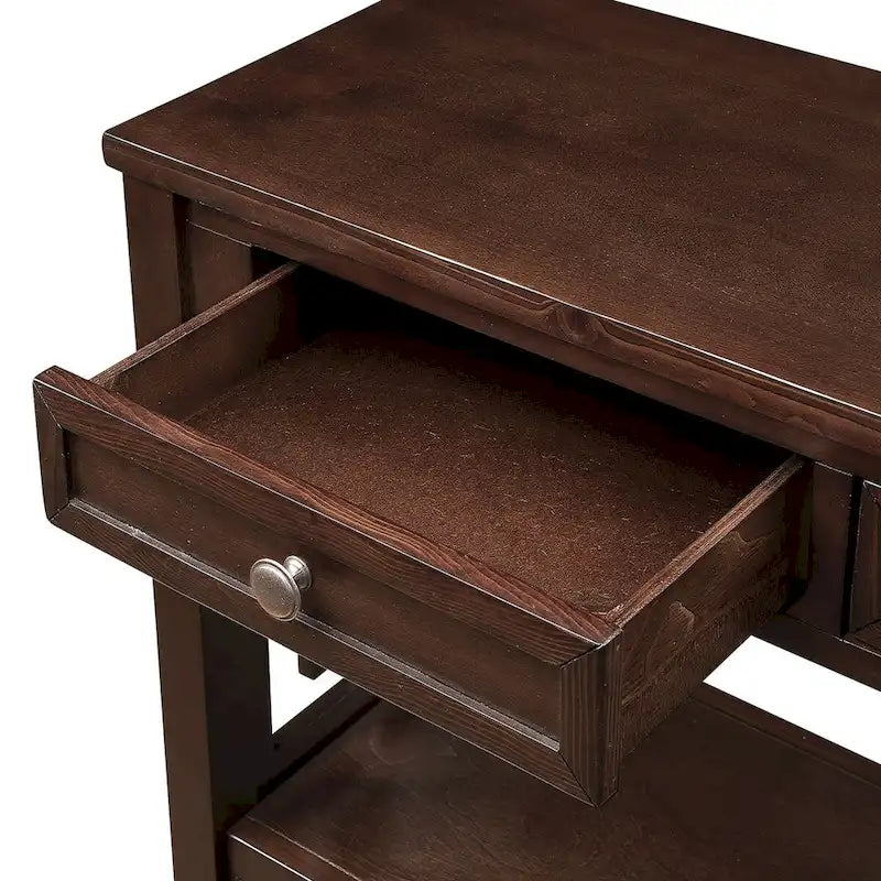 36   Farmhouse Pine Wood Console Table Entry Sofa Table with 4 Drawers & 1 Storage Shelf