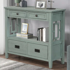 36   Farmhouse Pine Wood Console Table Entry Sofa Table with 4 Drawers & 1 Storage Shelf