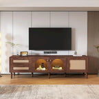 TV Stand with 3 Cabinets & 2 Drawers, Media Console Table for TVs up to 80  , LED Light Entertainment Center, TV cabinet