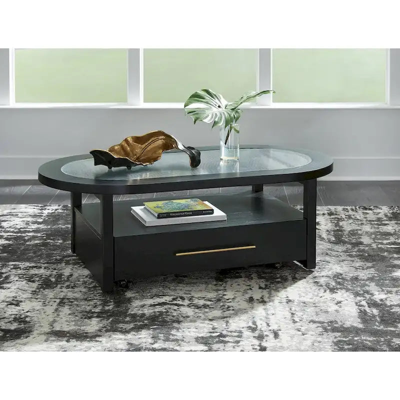 Signature Design by Ashley Winbardi Black/Gray Coffee Table - 52   W x 28   D x 18.25   H