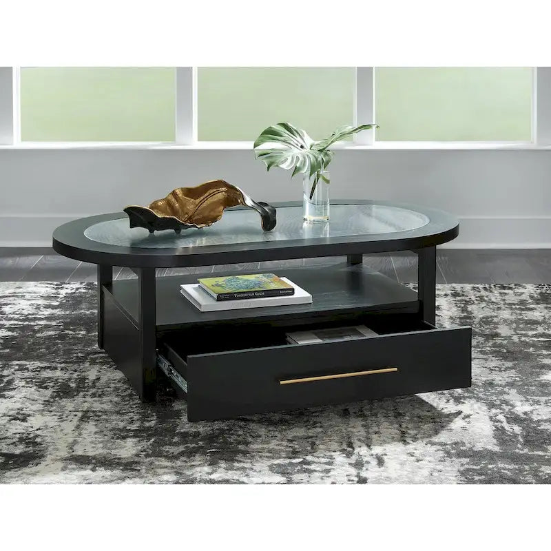 Signature Design by Ashley Winbardi Black/Gray Coffee Table - 52   W x 28   D x 18.25   H