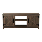 58   Rustic Walnut Barn Door Wood Console TV Stand for TV's up to 65   - 58 inches in width