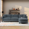 107.87   Sectional Sofa with Ottoman, Removable Cushions and Armrest Pockets,Dark Gray