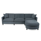 107.87   Sectional Sofa with Ottoman, Removable Cushions and Armrest Pockets,Dark Gray