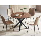 1+4,5 Pieces Dining Set, 42.1   Table Metal Leg Mid-century Dining Table For 4-6 People With Mdf Table Top, Pedestal Dining Table