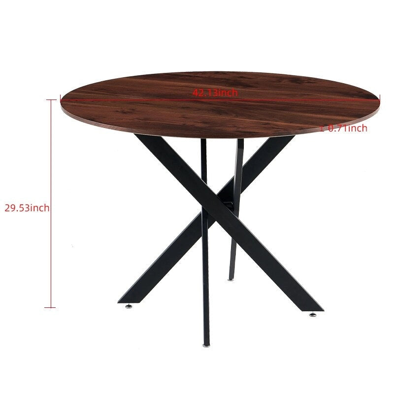 1+4,5 Pieces Dining Set, 42.1   Table Metal Leg Mid-century Dining Table For 4-6 People With Mdf Table Top, Pedestal Dining Table