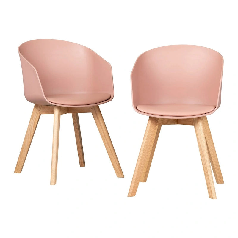 Flam Set of 2 Dinning Chair with Beech Wood Legs