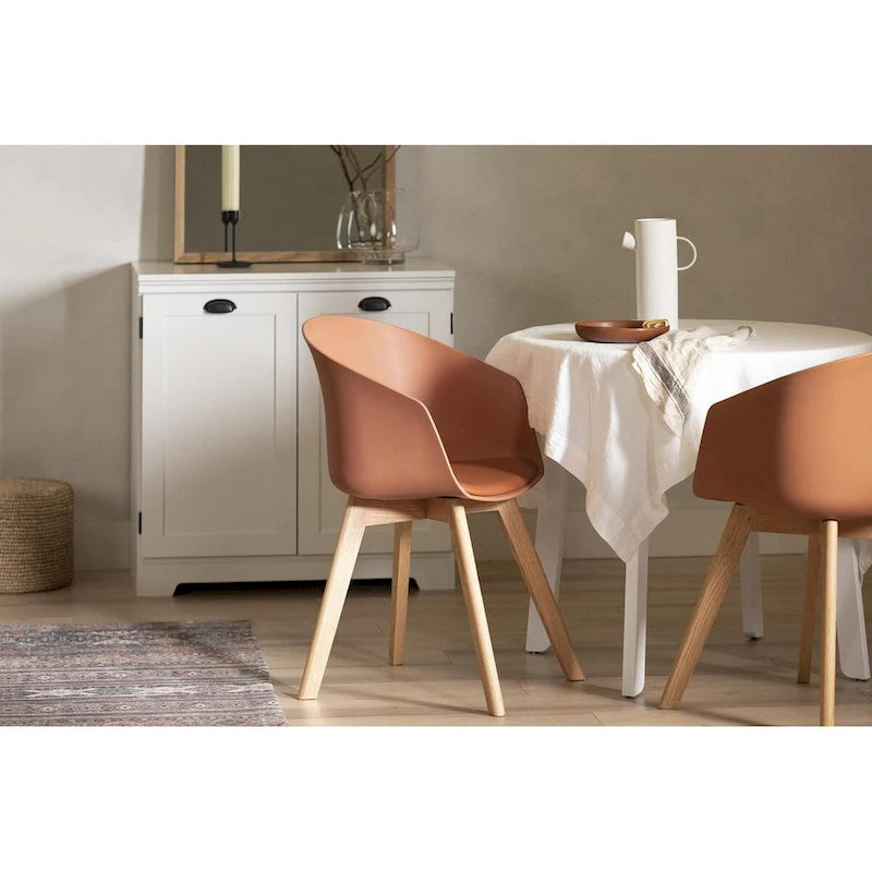 Flam Set of 2 Dinning Chair with Beech Wood Legs